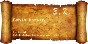 Bahis Korvin névjegykártya